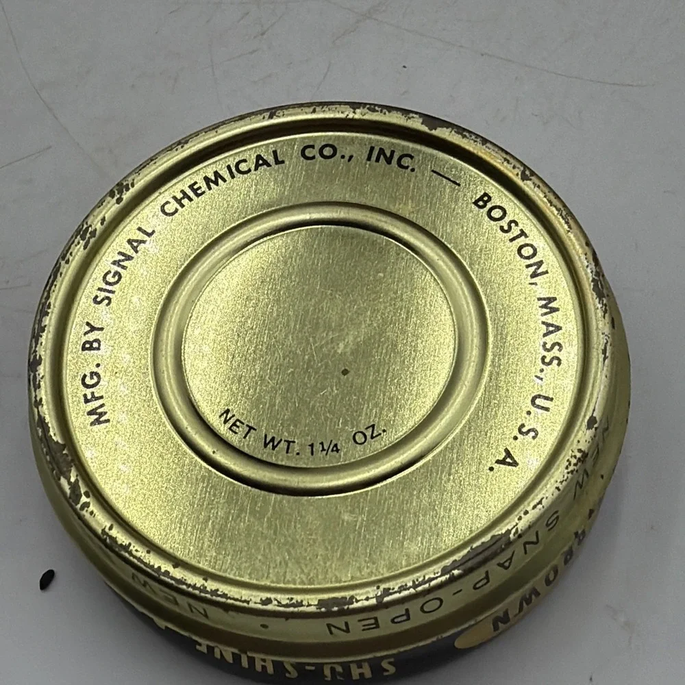 Vintage ORIGINAL EARLY BLACK SHU-SHINE BOOT POLISH TIN 90% Full
